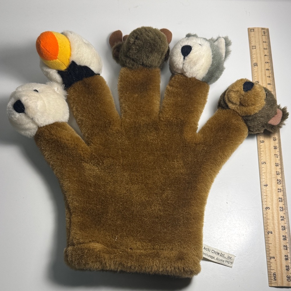 Alaska Arctic Circle  Puppet Glove - Bear moose wolf puffin